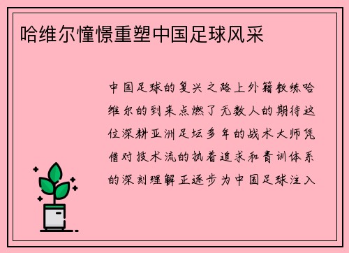 哈维尔憧憬重塑中国足球风采